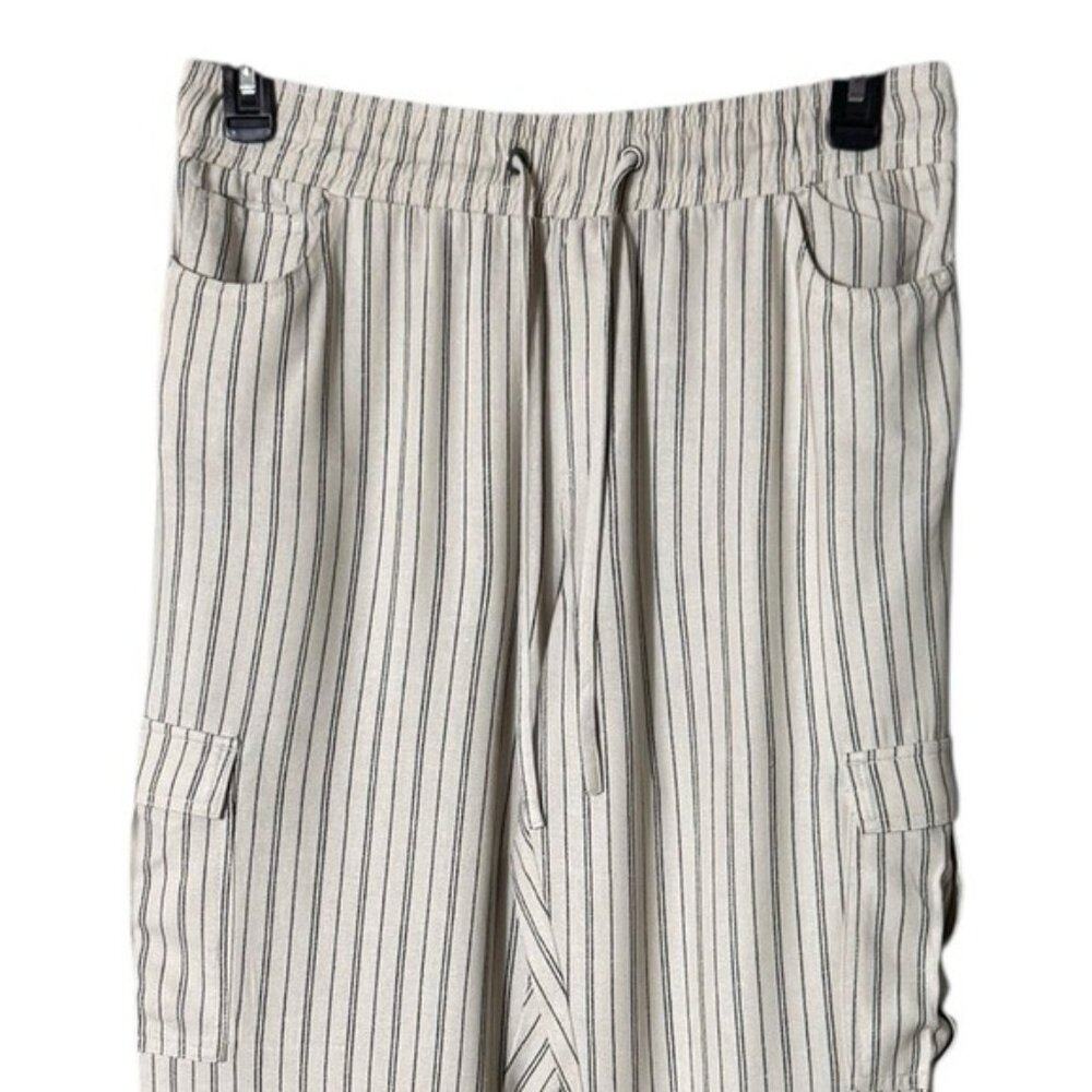 Happily Grey Womens Convertible Cargo Pants Large Linen Beachy Bohemian Lagom - Picture 2 of 8